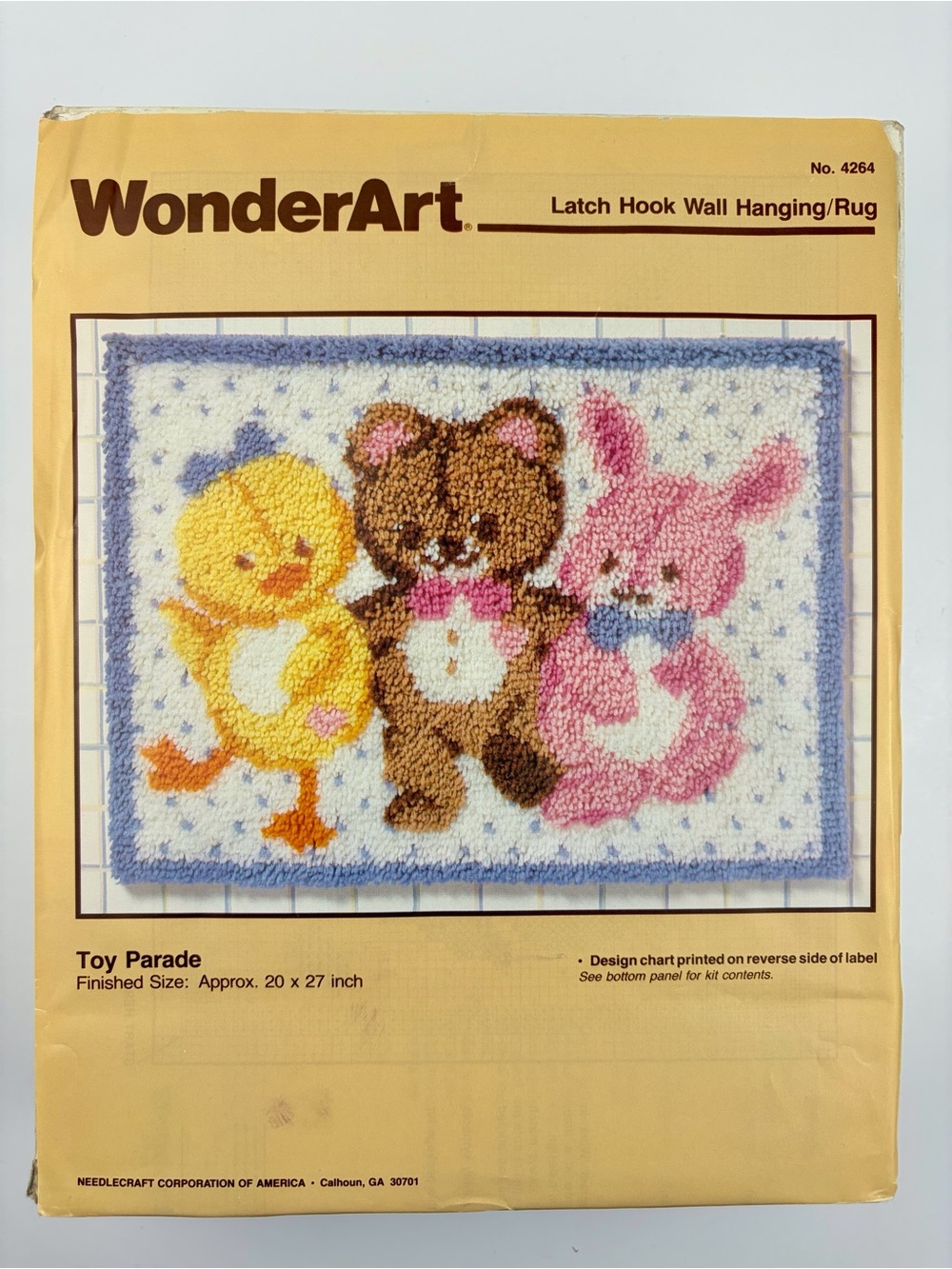 Vintage Wonder Art Toy Parade Latch Hook Kit 20 x 27 Kit 4264 With Hook, Started